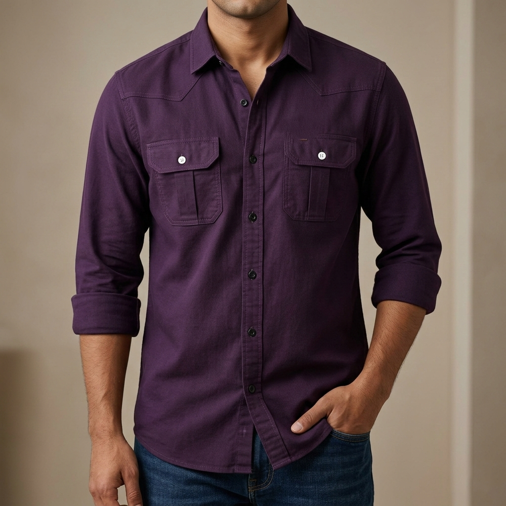 [3118] Fashionable casual shirt for men(purple)