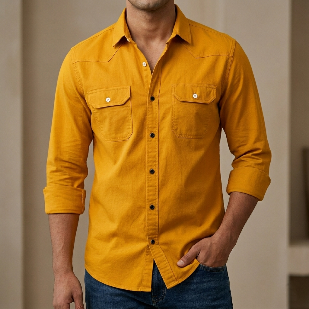 [3119] Double Pocket  shirt for men( katali)