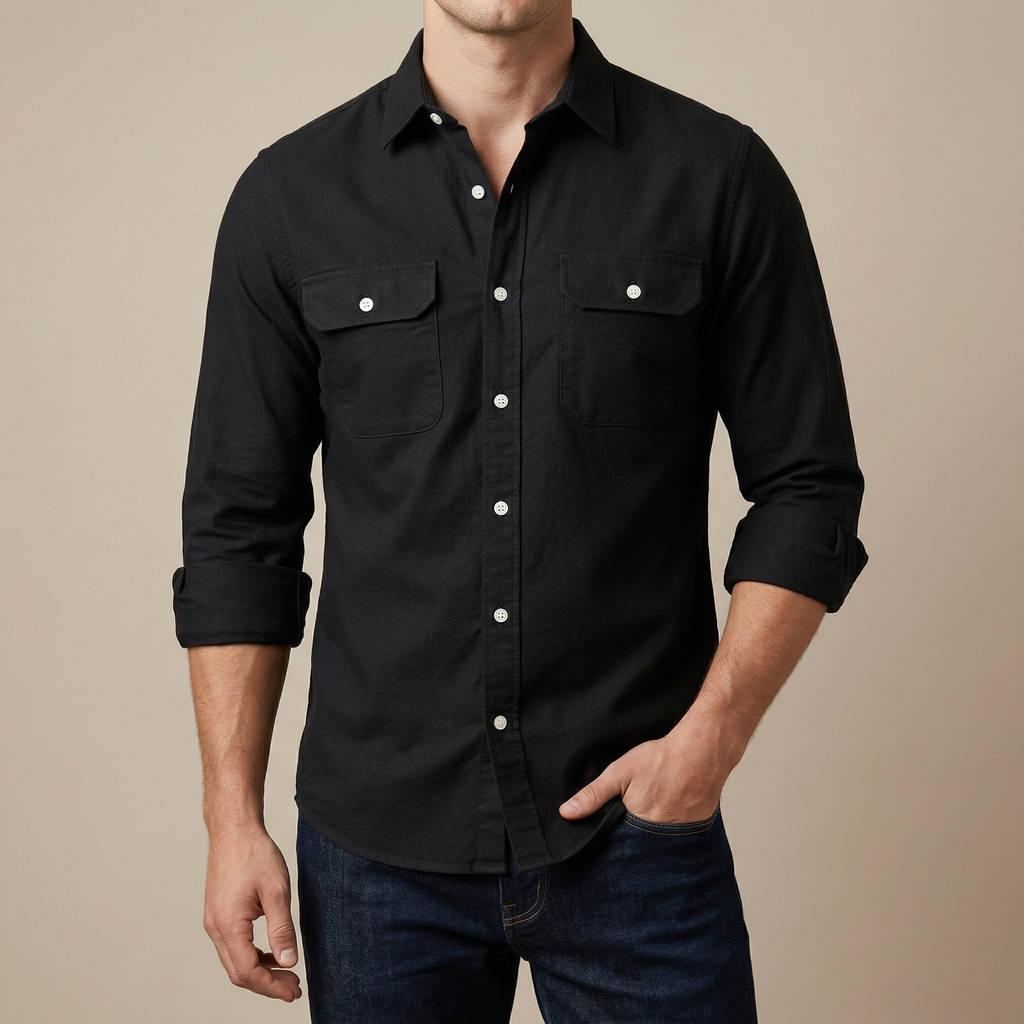 [3121] Fashionable casual shirt for men(black)