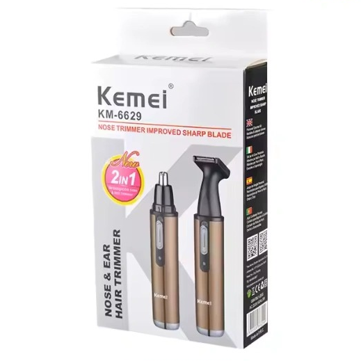 [3782] Kemei KM - 6629 2 in 1 Rechargeable Nose Beard Hair Trimmer