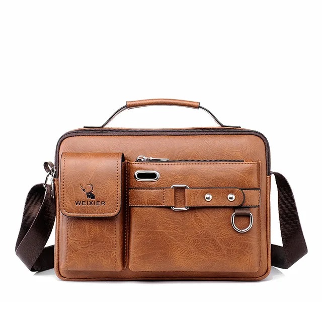 [3914] Men's Pu Leather Shoulder Bag (brown)
