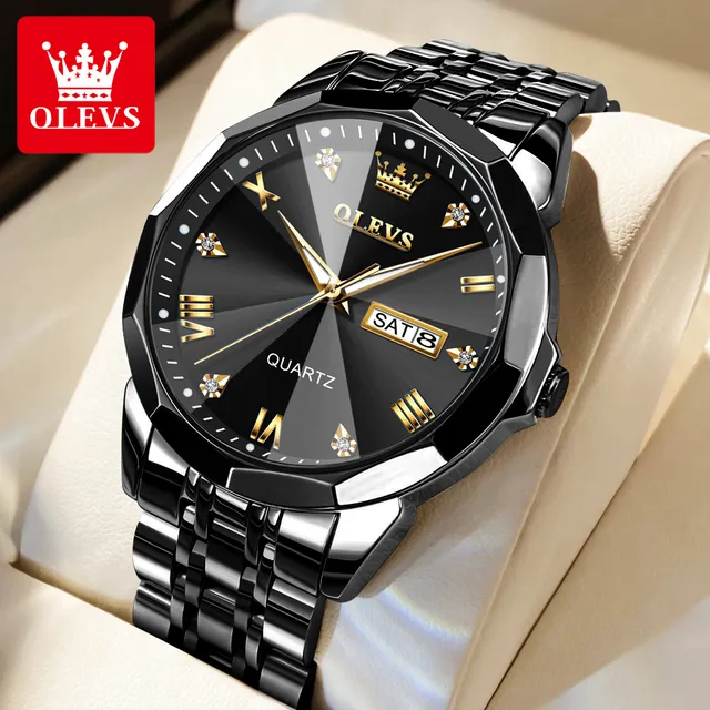 [3928] OLEVS 9931G New Exclusive Design Quartz Watch for Men(Full Black)