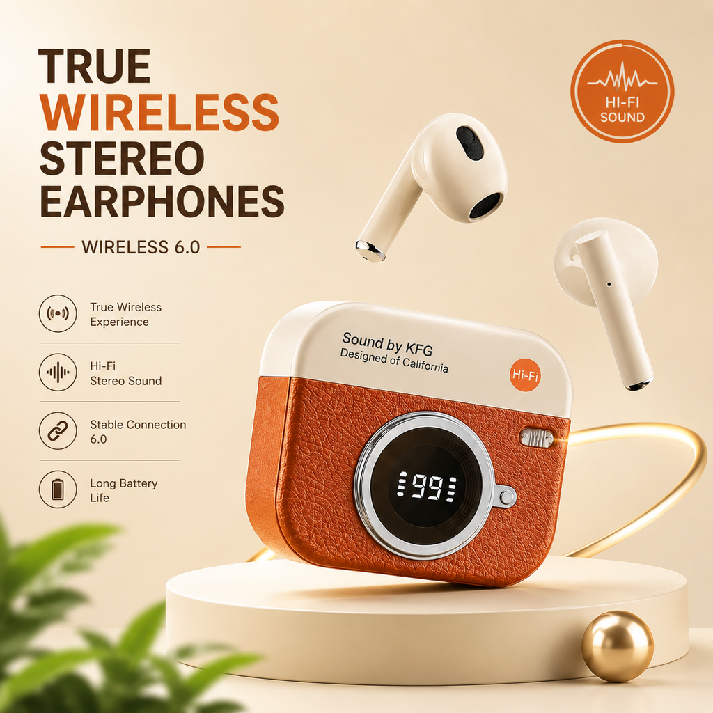[3131] Q86 Retro Camera Design TWS Bluetooth Earbuds