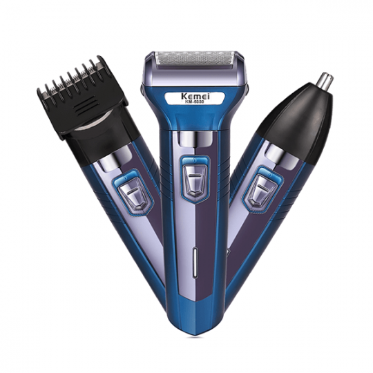 Kemei KM-6330 3-in-1 Rechargeable Hair Trimmer, Electric Shaver & Nose Clipper Grooming Kit For Men