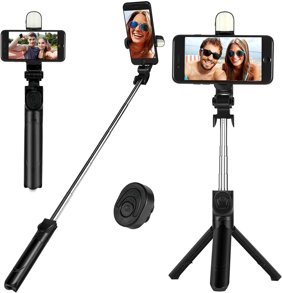 [3648] Q07 Foldable Mini Tripod & Selfi Stick with LED Light Bluetooth Remote Shutter
