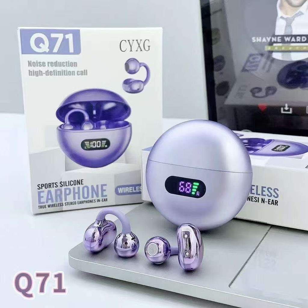 [3870] Q71 Wireless Earbuds With Digital Display Ear clip